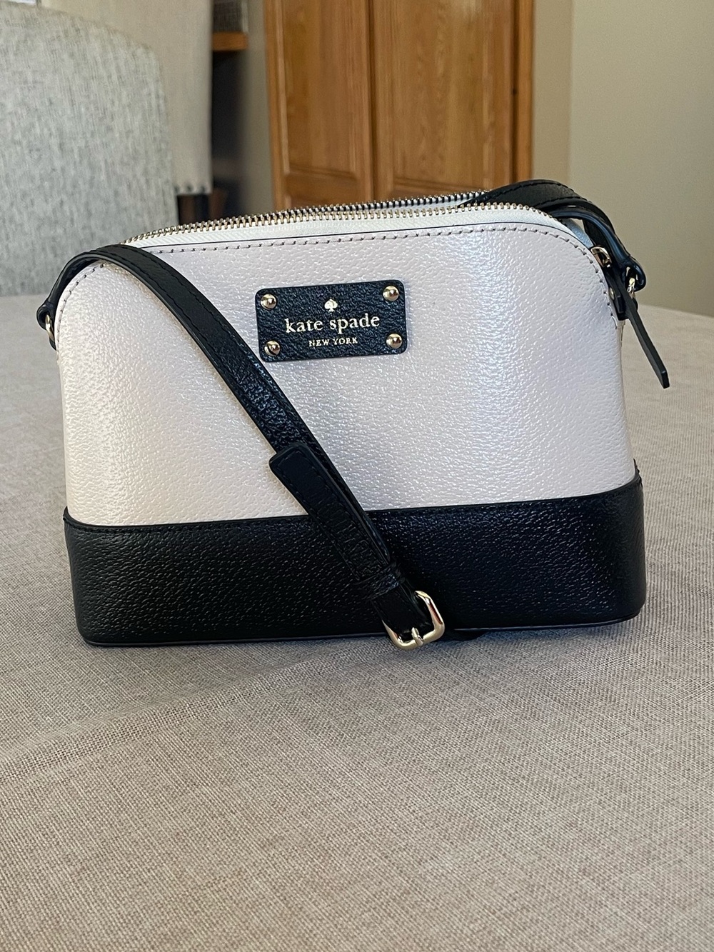 Kate Spade Black White Colorblock Leather Crossbody Bag
